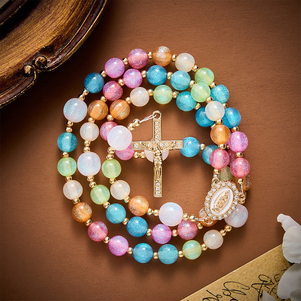 Solacebeads Rainbow Cat Eye Artistic Rosary With Rhinestone Crucifix: The Timeless Devout Faith - image 5