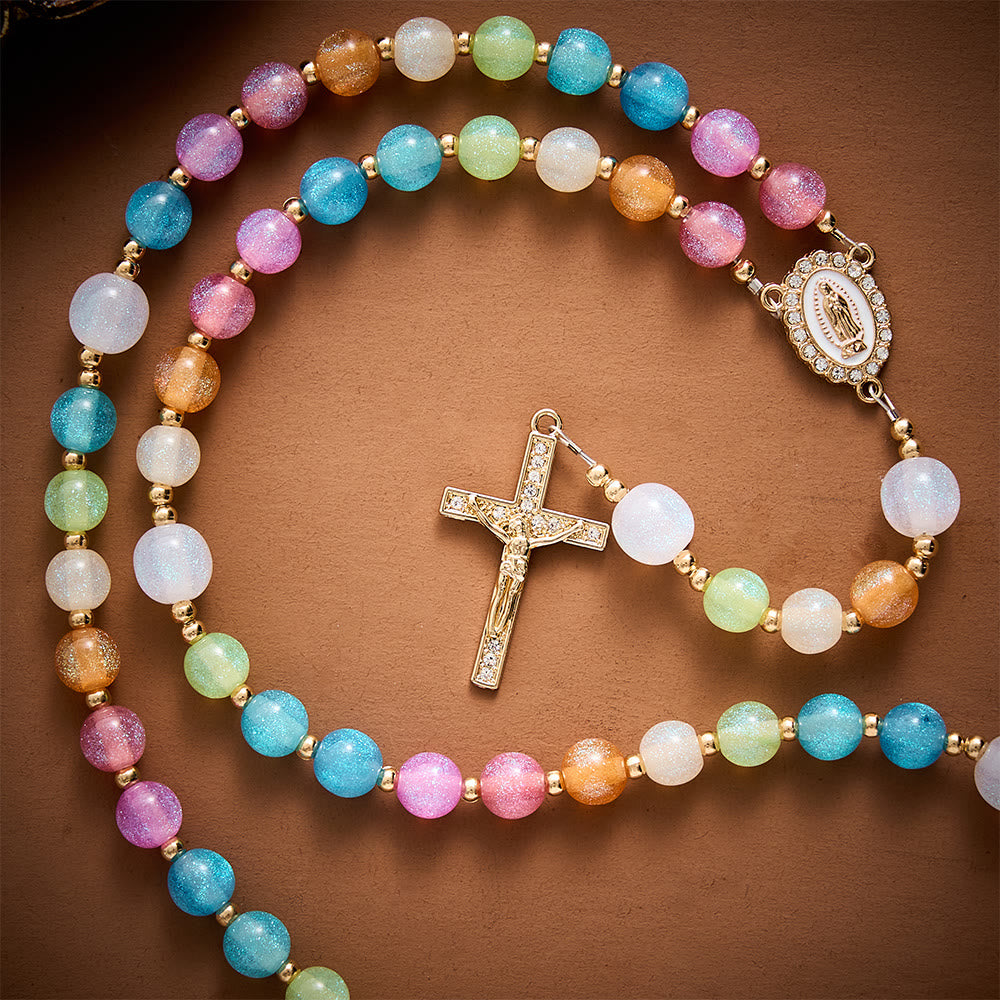 Solacebeads Rainbow Cat Eye Artistic Rosary With Rhinestone Crucifix: The Timeless Devout Faith - image 6