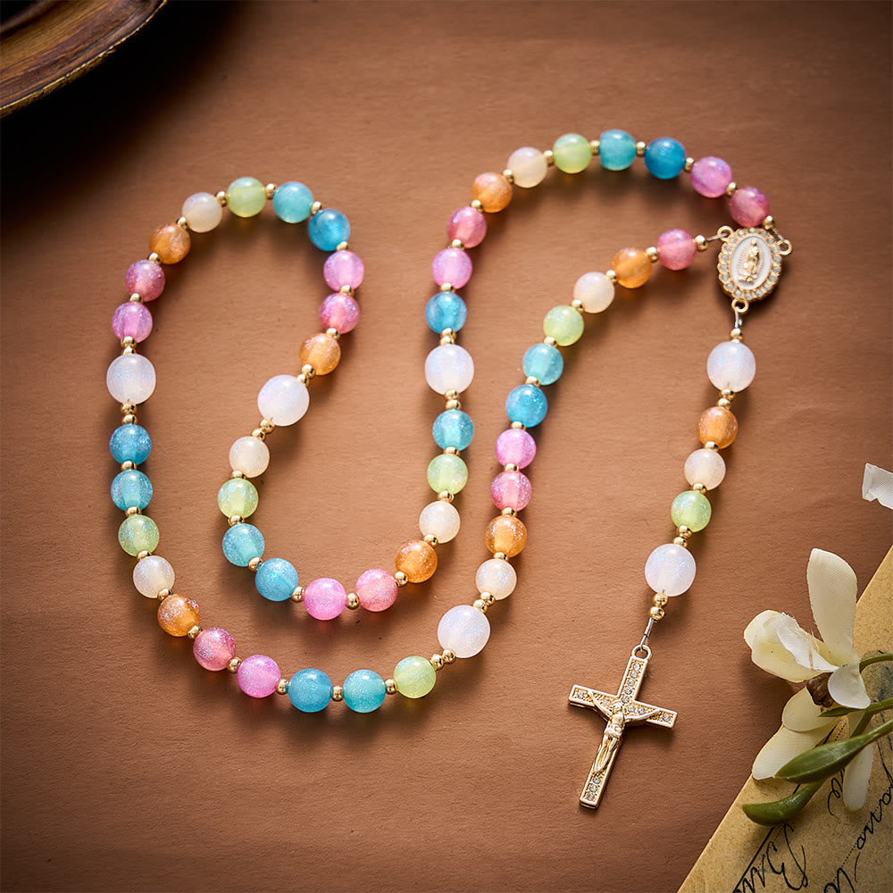 Solacebeads Rainbow Cat Eye Artistic Rosary With Rhinestone Crucifix: The Timeless Devout Faith - image 7