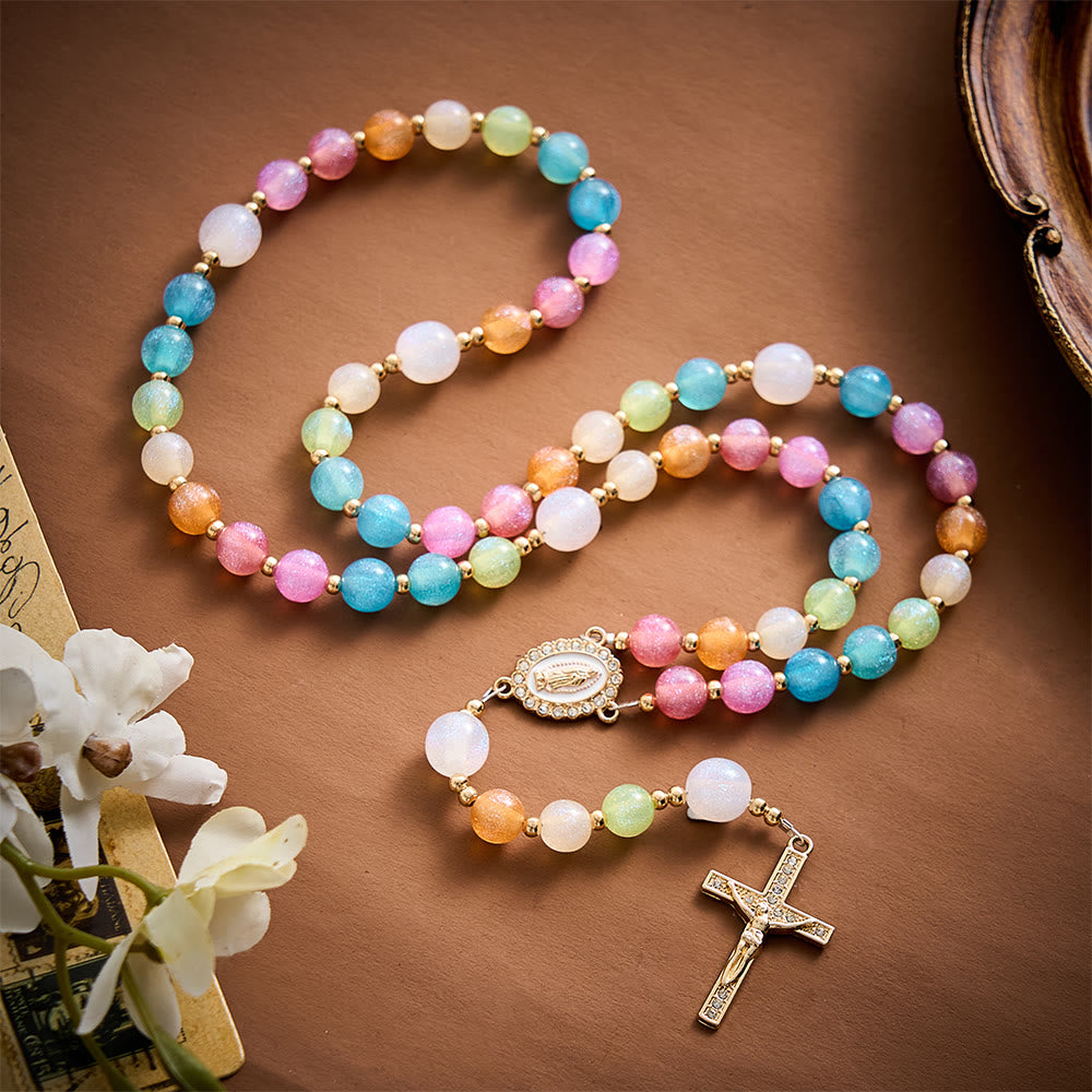 Solacebeads Rainbow Cat Eye Artistic Rosary With Rhinestone Crucifix: The Timeless Devout Faith - image 9