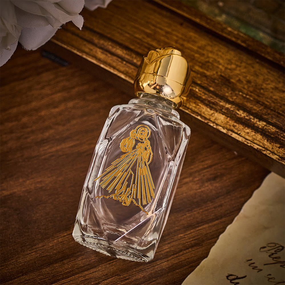 SolaceBeads Holy Water Bottle, Divine Mercy Image, Faceted Glass: Sacred Prayer Container - image 4