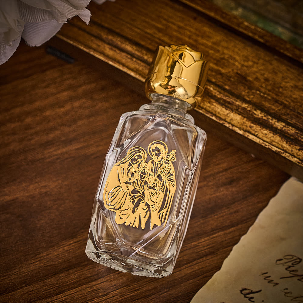 SolaceBeads Holy Water Bottle, Holy Family Emblem, Faceted Glass: Sanctuary Prayer Container - image 4