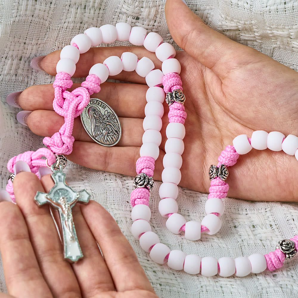 Solacebeads St. Thérèse Soft White Artistic Rosary With Silver Crucifix: The Timeless Devout Faith - image 1