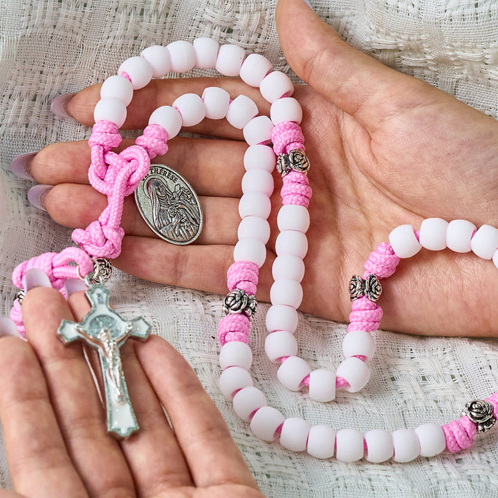 Solacebeads St. Thérèse Soft White Artistic Rosary With Silver Crucifix: The Timeless Devout Faith - image 1