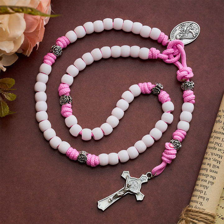 Solacebeads St. Thérèse Soft White Artistic Rosary With Silver Crucifix: The Timeless Devout Faith - White - image 0