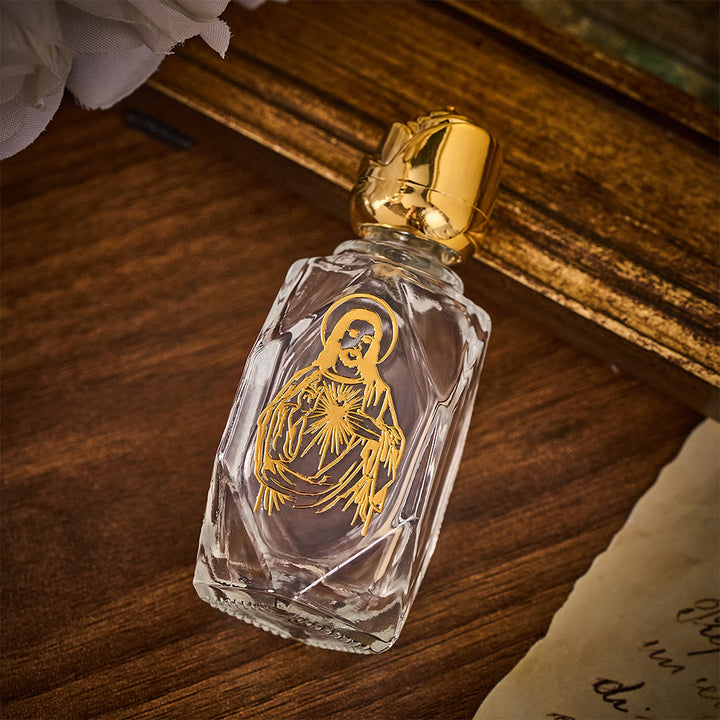SolaceBeads Holy Water Bottle, Sacred Heart Image, Faceted Glass: Blessed Prayer Container - image 4