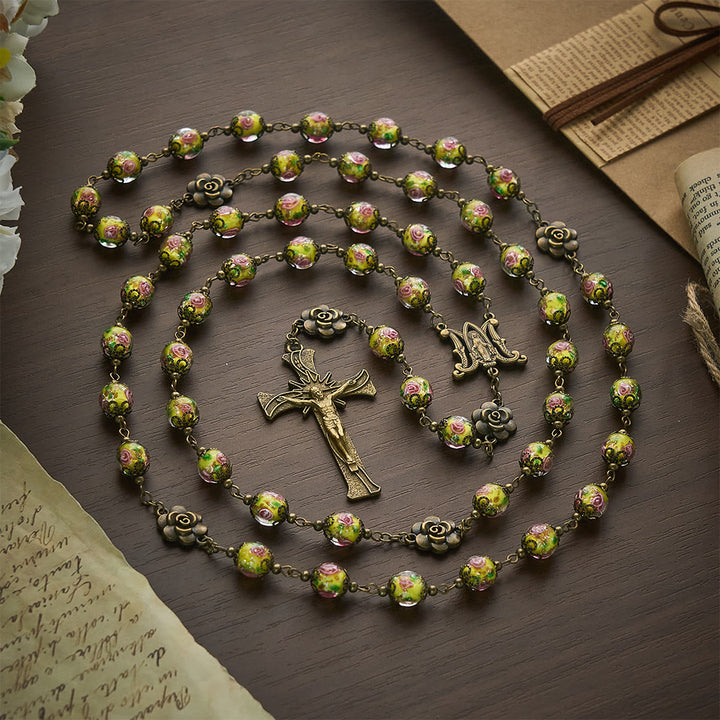 Solacebeads Vintage Yellow Lampwork Rosary With Miraculous Medal &amp; Crucifix: The Radiant Grace - image 10