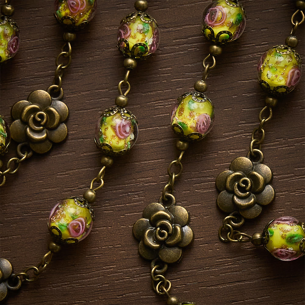 Solacebeads Vintage Yellow Lampwork Rosary With Miraculous Medal &amp; Crucifix: The Radiant Grace - image 2