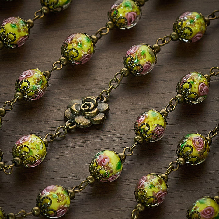 Solacebeads Vintage Yellow Lampwork Rosary With Miraculous Medal &amp; Crucifix: The Radiant Grace - image 3