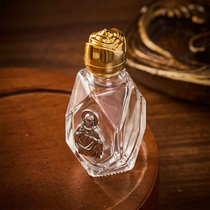 SolaceBeads Holy Water Bottle, Sacred Heart Image, Dual Tone Caps: Blessed Prayer Container - image 3