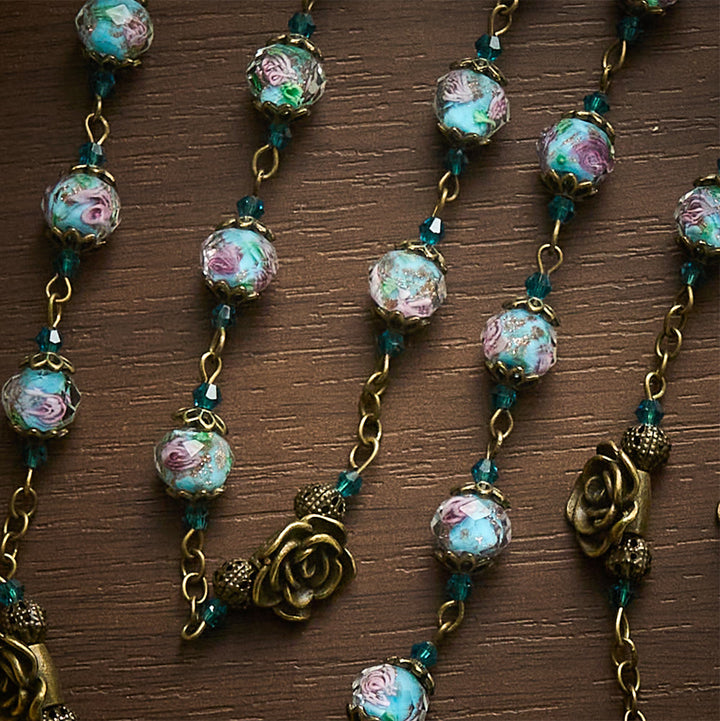 Solacebeads Vintage Sky Blue Lampwork Rosary With Sacred Heart &amp; Crucifix: The Compassionate Grace - image 2