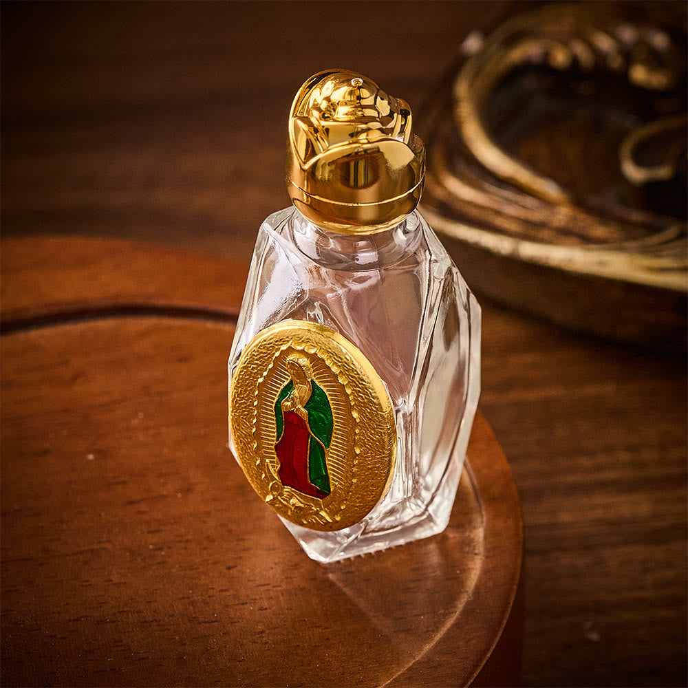 SolaceBeads Holy Water Bottle, Guadalupe Medal, Multi Shapes &amp; Dual Tone: Sacred Prayer Vessel - image 3
