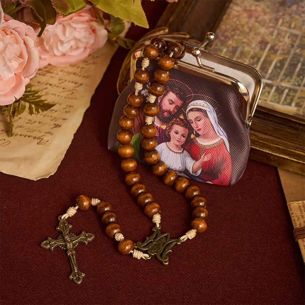 SolaceBeads Rosary Case, Holy Family Print, Kiss Lock Design: Blessed Prayer Storage Pouch - image 4