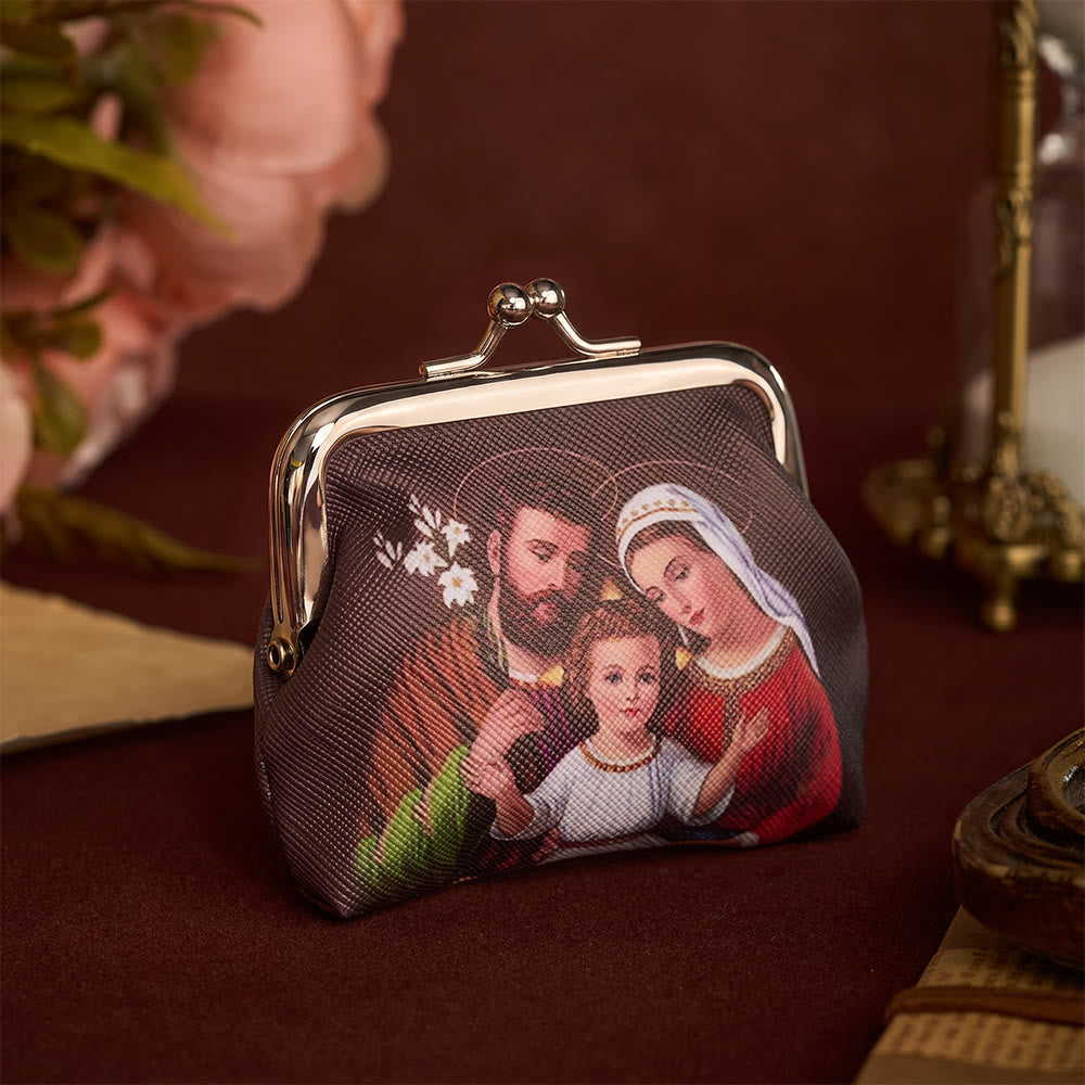 SolaceBeads Rosary Case, Holy Family Print, Kiss Lock Design: Blessed Prayer Storage Pouch - image 1