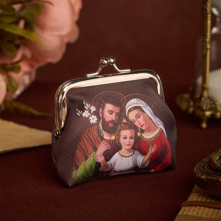 SolaceBeads Rosary Case, Holy Family Print, Kiss Lock Design: Blessed Prayer Storage Pouch - image 1