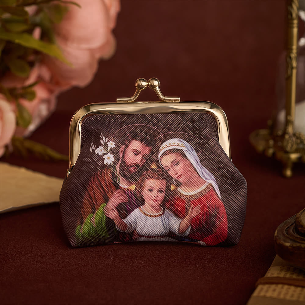 SolaceBeads Rosary Case, Holy Family Print, Kiss Lock Design: Blessed Prayer Storage Pouch - Holy Family - image 0