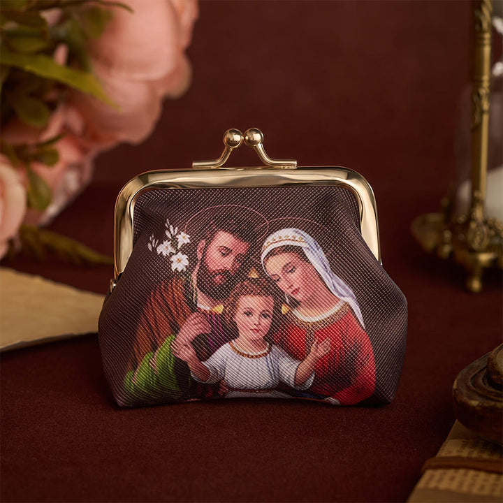 SolaceBeads Rosary Case, Holy Family Print, Kiss Lock Design: Blessed Prayer Storage Pouch - Holy Family - image 0