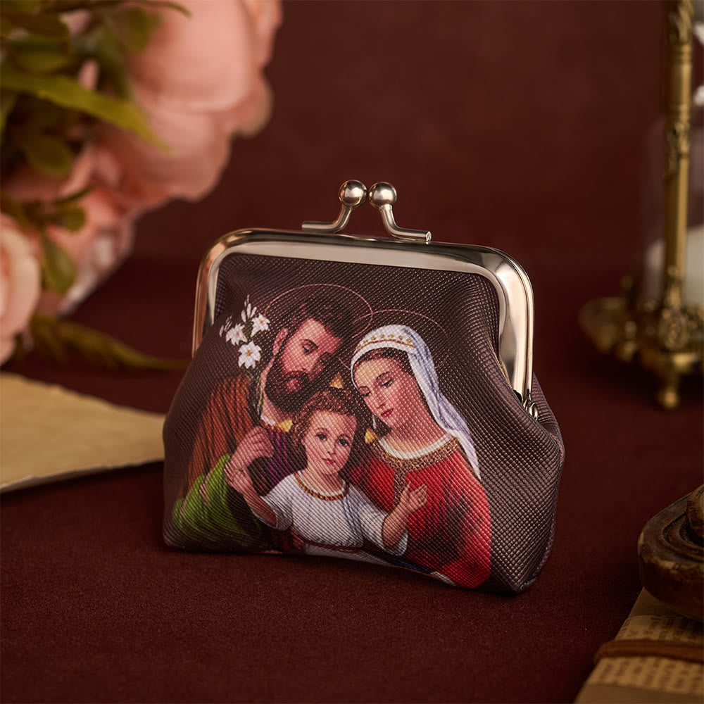 SolaceBeads Rosary Case, Holy Family Print, Kiss Lock Design: Blessed Prayer Storage Pouch - image 2