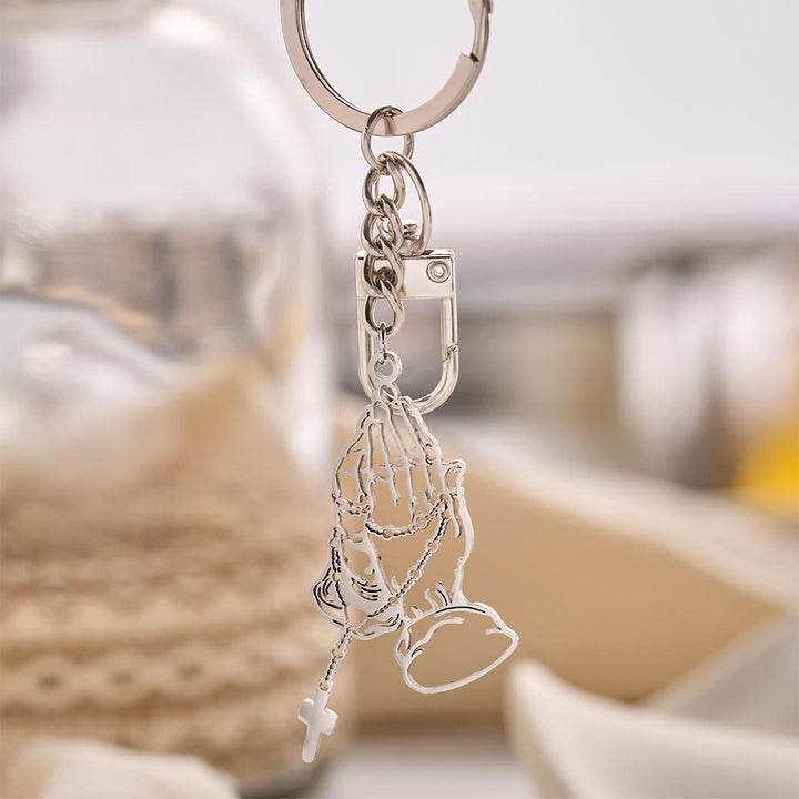 Solacebeads Hollow Cut Praying Hand Rosary Keychain: Designed For Portable Daily Religious Devotion - image 2
