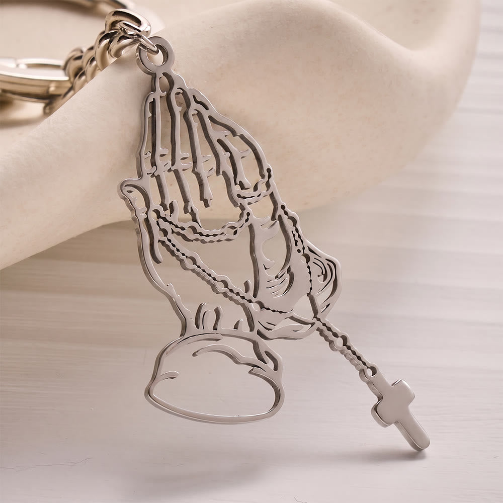 Solacebeads Hollow Cut Praying Hand Rosary Keychain: Designed For Portable Daily Religious Devotion - image 4