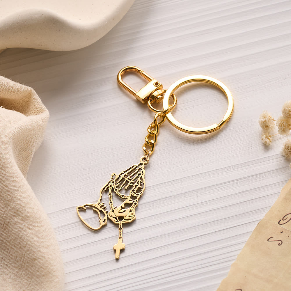 Solacebeads Hollow Cut Praying Hand Rosary Keychain: Designed For Portable Daily Religious Devotion - image 5