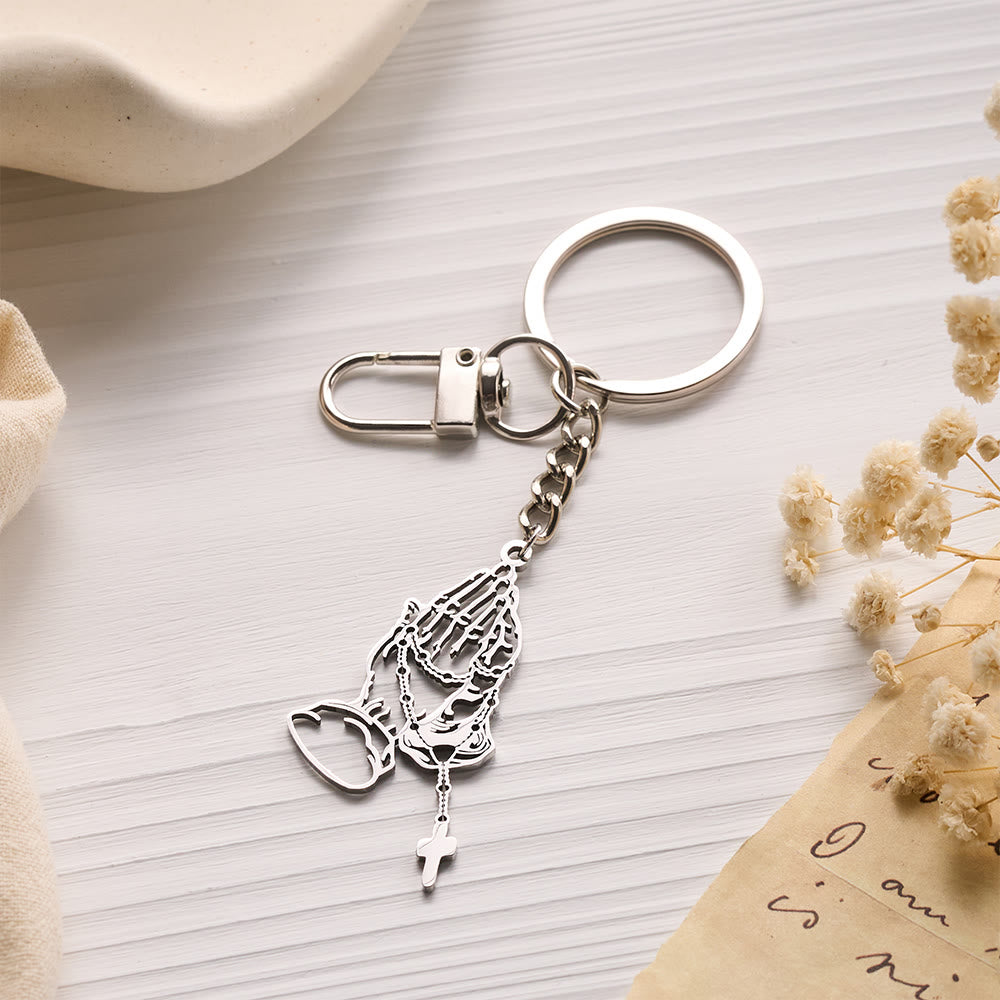 Solacebeads Hollow Cut Praying Hand Rosary Keychain: Designed For Portable Daily Religious Devotion - image 7