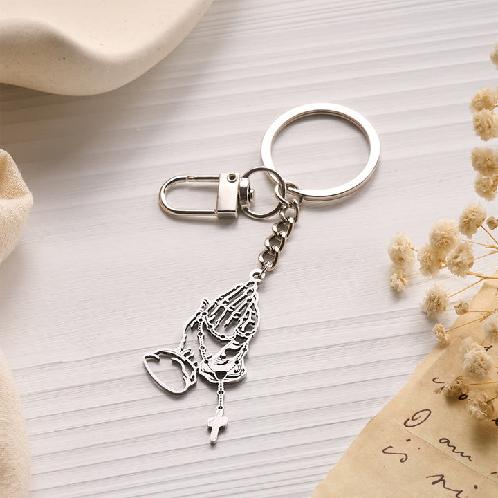 Solacebeads Hollow Cut Praying Hand Rosary Keychain: Designed For Portable Daily Religious Devotion - image 7