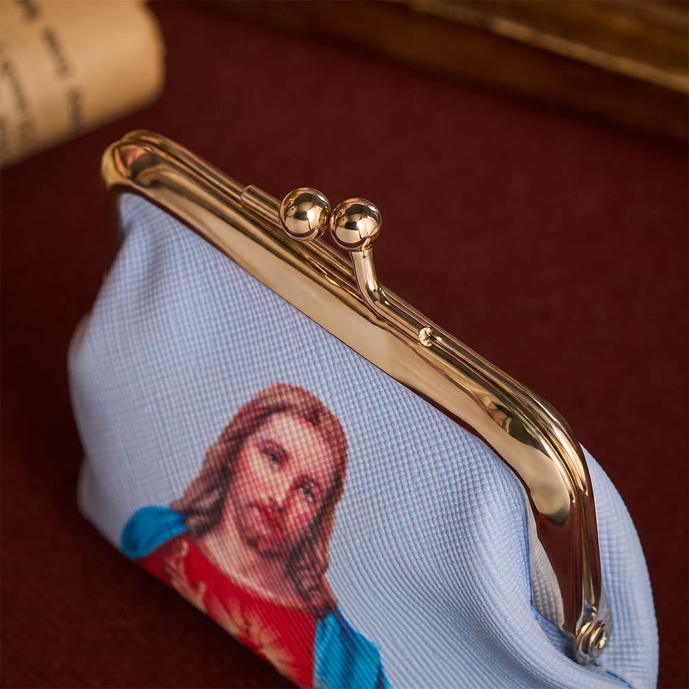SolaceBeads Sacred Heart Rosary Case, Kiss Lock Pouch, Sacred Jesus Print: Loving Faith Storage Pouch - image 4