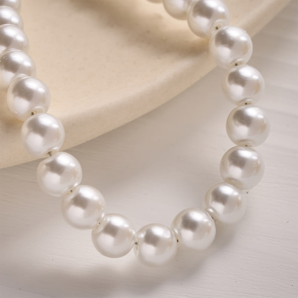 Solacebeads Lustrous White Beads &amp; Pearl Cross Wrist Keychain: Blessed By The Gentle Pure Grace - image 2