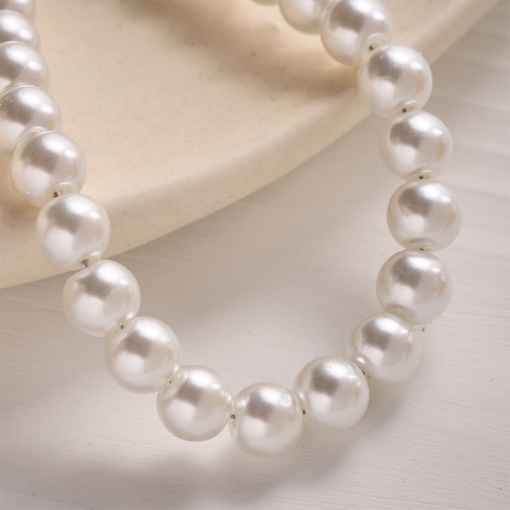 Solacebeads Lustrous White Beads &amp; Pearl Cross Wrist Keychain: Blessed By The Gentle Pure Grace - image 2