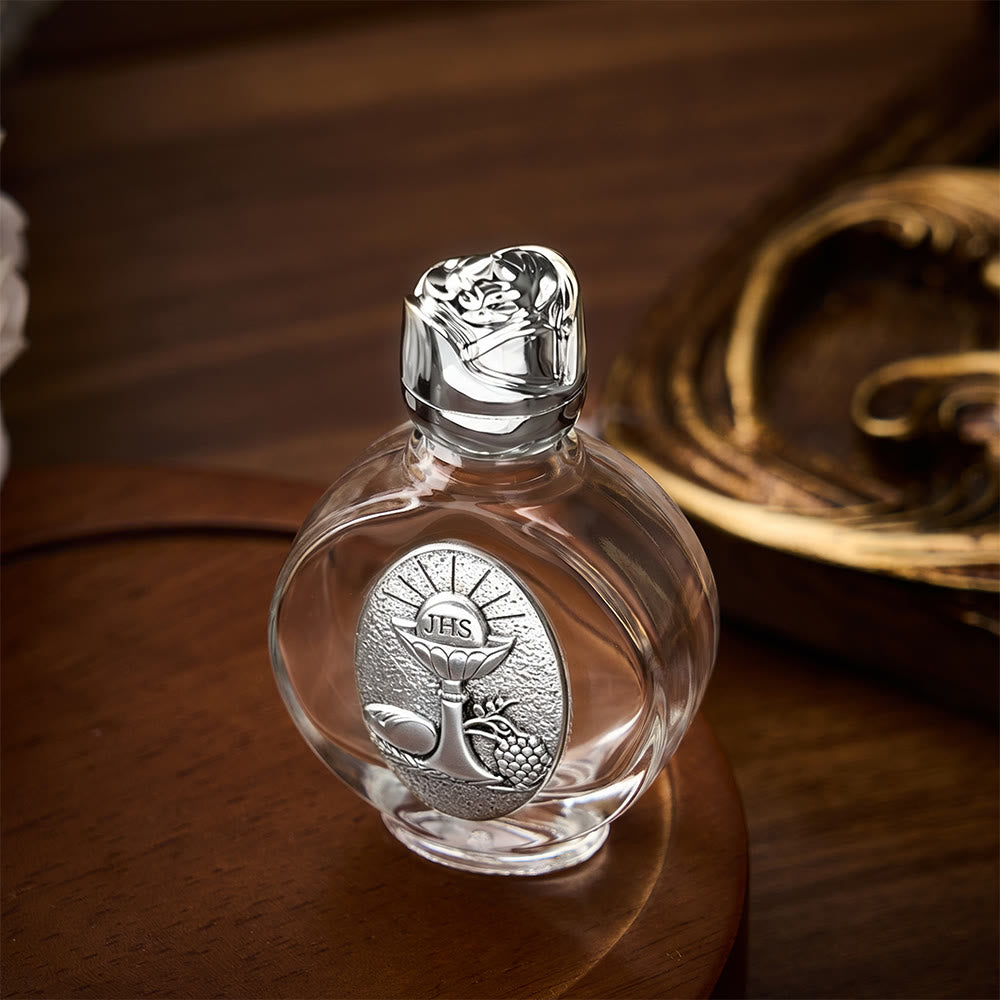 SolaceBeads Chalice Holy Bottle, Square &amp; Round Glass Vials, Eucharist Emblem: Sacred Worship Vessel - image 16