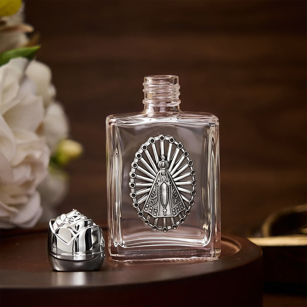 SolaceBeads Our Lady Holy Bottle, Square &amp; Round Glass Vials, Marian Emblem: Blessed Devotion Vessel - image 11