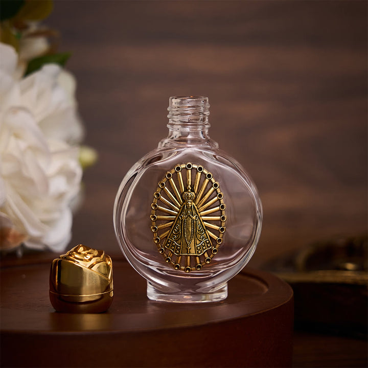 SolaceBeads Our Lady Holy Bottle, Square &amp; Round Glass Vials, Marian Emblem: Blessed Devotion Vessel - image 7