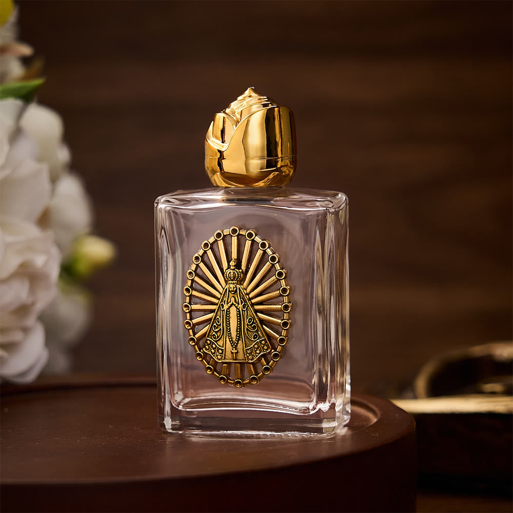 SolaceBeads Our Lady Holy Bottle, Square &amp; Round Glass Vials, Marian Emblem: Blessed Devotion Vessel - image 4