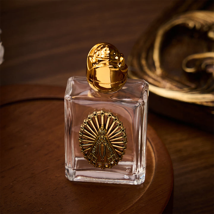 SolaceBeads Our Lady Holy Bottle, Square &amp; Round Glass Vials, Marian Emblem: Blessed Devotion Vessel - image 5