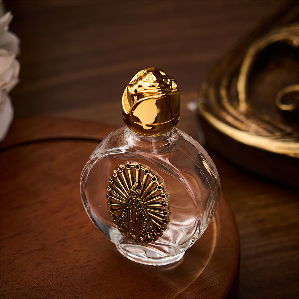 SolaceBeads Our Lady Holy Bottle, Square &amp; Round Glass Vials, Marian Emblem: Blessed Devotion Vessel - image 9