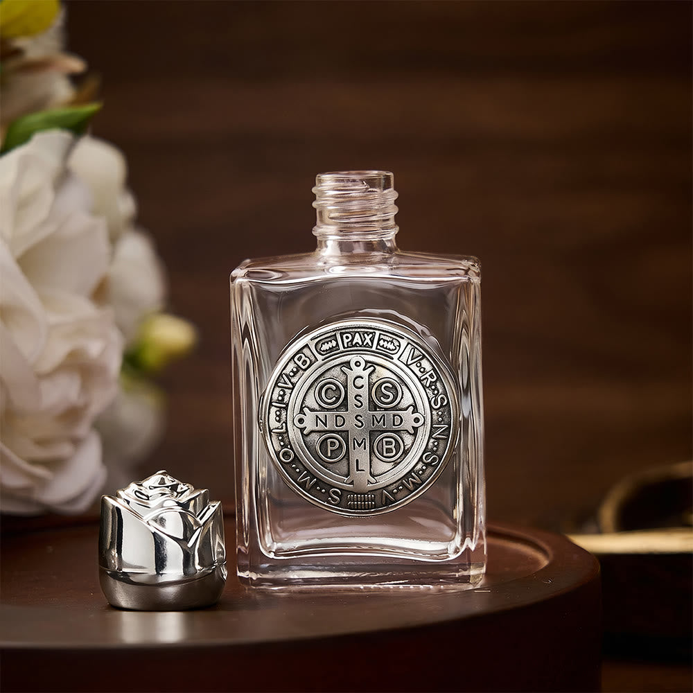 SolaceBeads St. Benedict Holy Bottle, Square &amp; Round Glass Vials, Protective Medal: Sacred Blessing Vessel - image 11