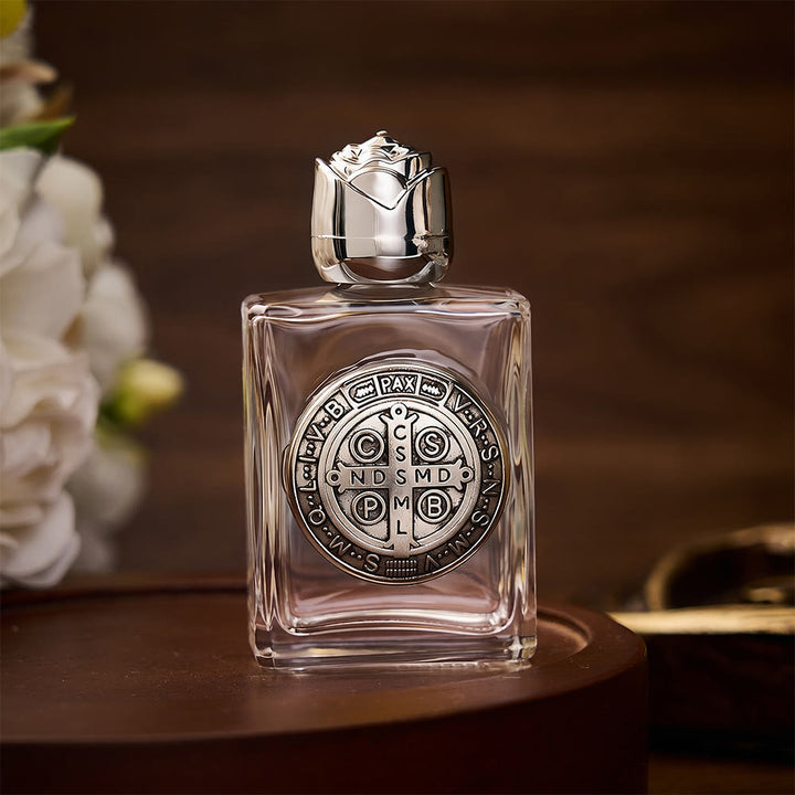 SolaceBeads St. Benedict Holy Bottle, Square &amp; Round Glass Vials, Protective Medal: Sacred Blessing Vessel - Square Silver - image 10