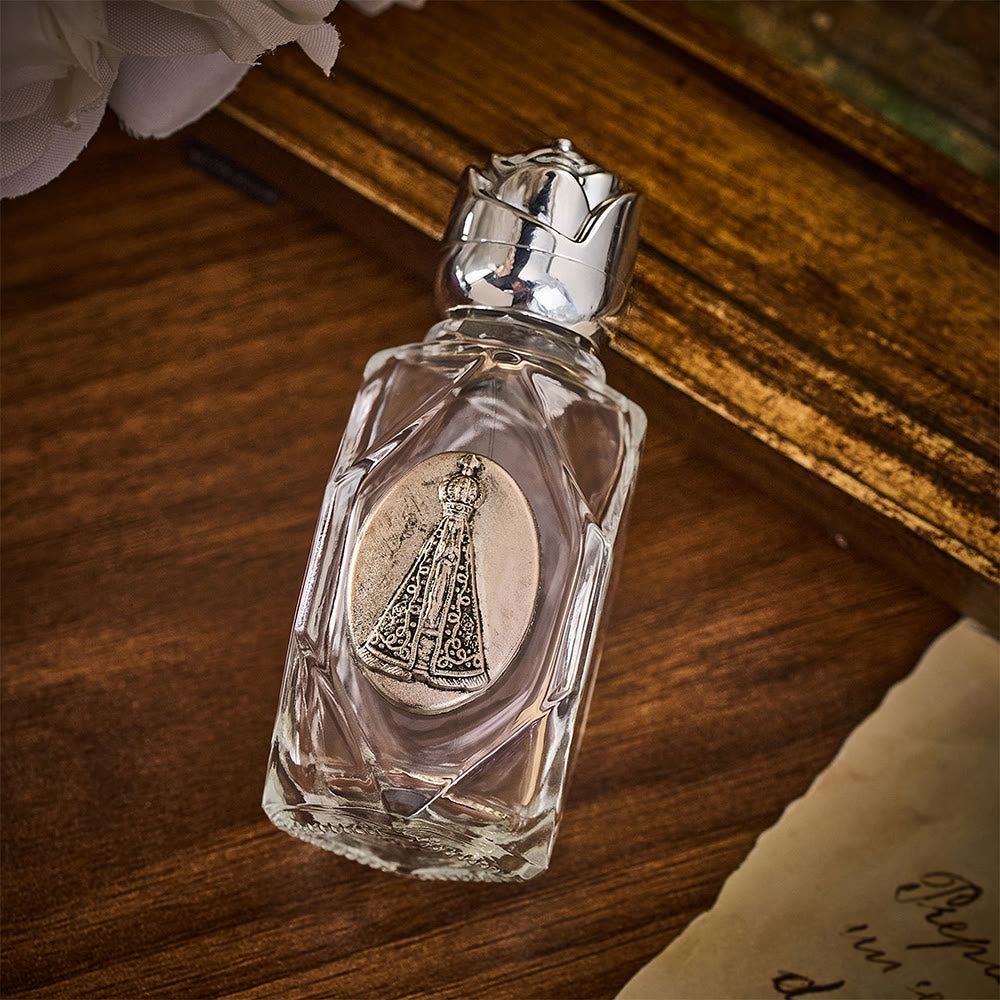 SolaceBeads Holy Bottle, Aparecida Medal, Faceted Glass with Dual Tone Caps: Prayer Devotion Vessel - image 9