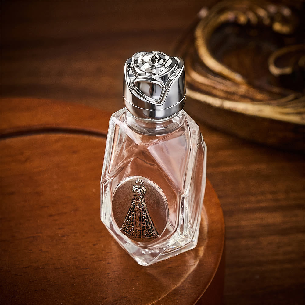 SolaceBeads Holy Bottle, Aparecida Medal, Faceted Glass with Dual Tone Caps: Prayer Devotion Vessel - image 8