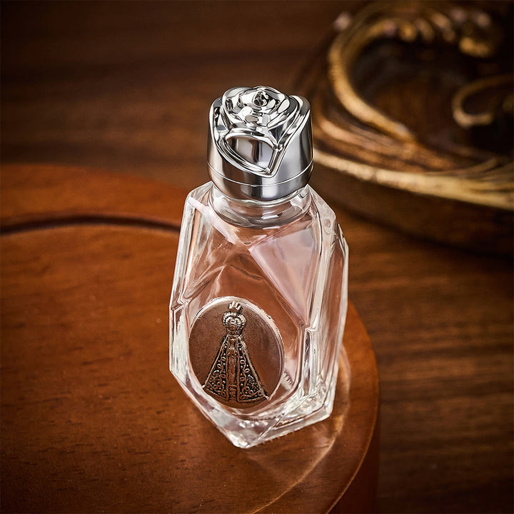 SolaceBeads Holy Bottle, Aparecida Medal, Faceted Glass with Dual Tone Caps: Prayer Devotion Vessel - image 8