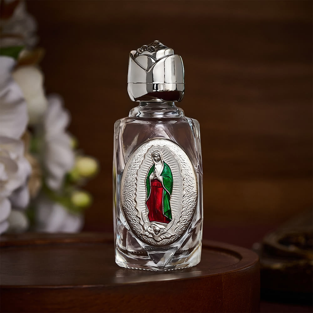 SolaceBeads Holy Water Bottle, Guadalupe Medal, Multi Shapes &amp; Dual Tone: Sacred Prayer Vessel - Polygon Colored Silver - image 8