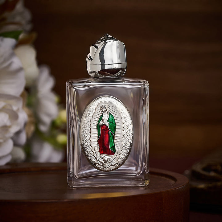 SolaceBeads Holy Water Bottle, Guadalupe Medal, Multi Shapes &amp; Dual Tone: Sacred Prayer Vessel - Square Colored Silver - image 10