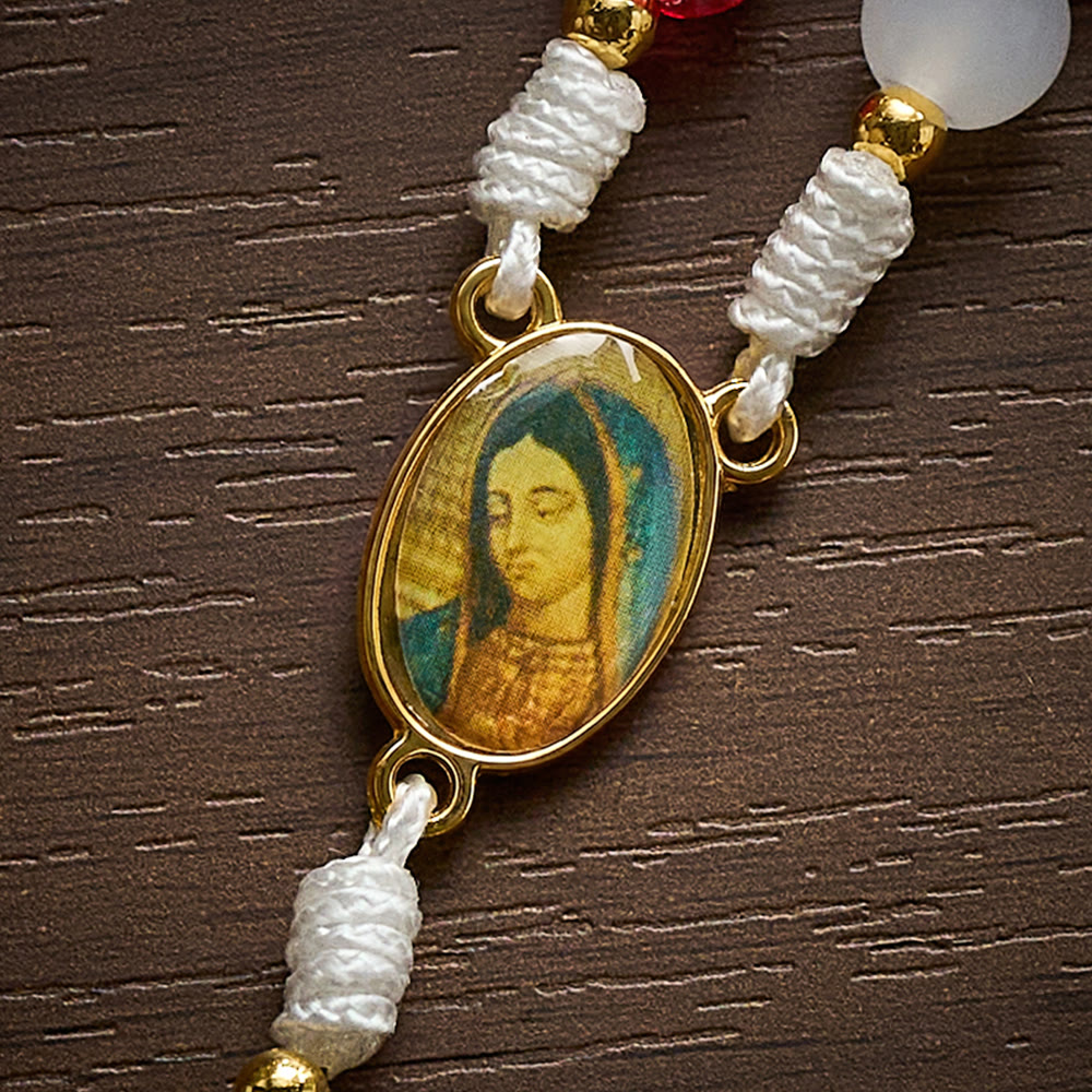 SolaceBeads Red Glass &amp; White Jade Rosary with Pearl Pater Beads: Gentle Grace for Daily Prayer - image 6