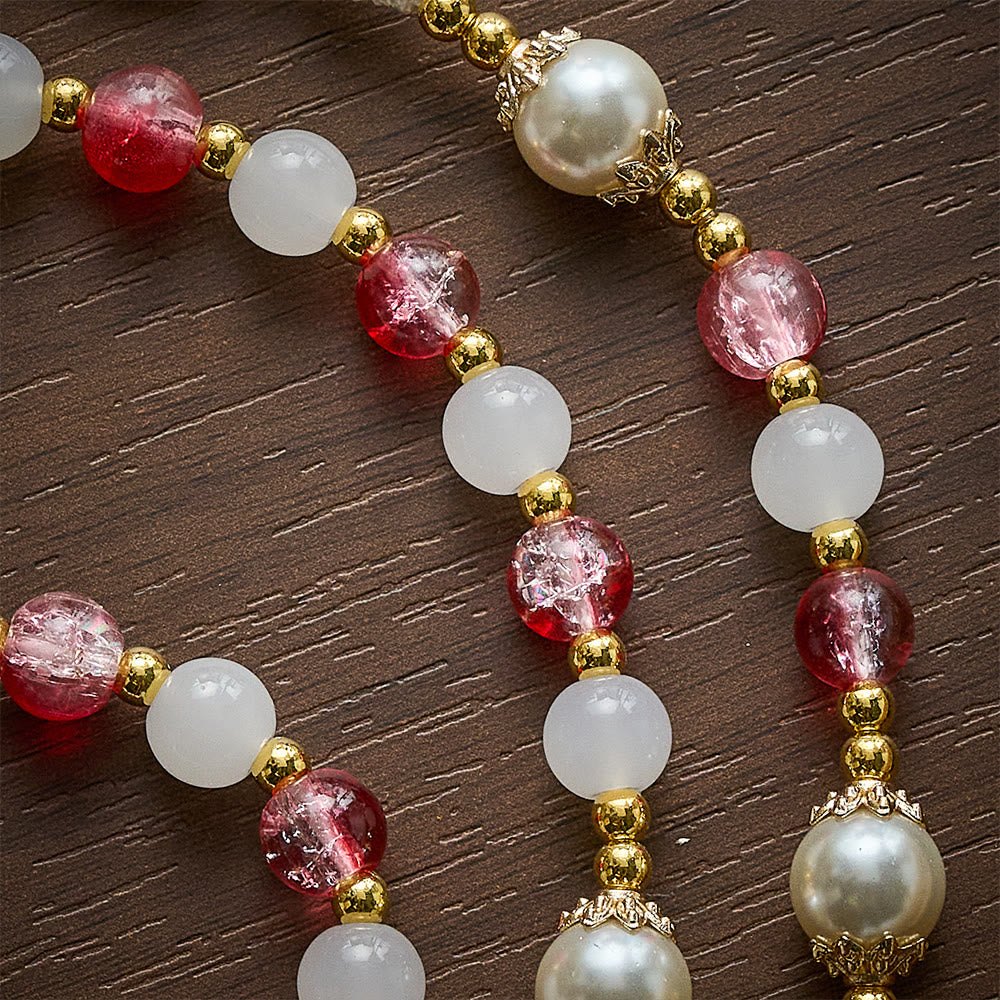 SolaceBeads Red Glass &amp; White Jade Rosary with Pearl Pater Beads: Gentle Grace for Daily Prayer - image 4