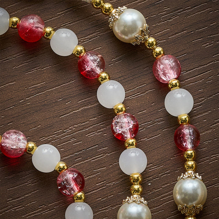 SolaceBeads Red Glass &amp; White Jade Rosary with Pearl Pater Beads: Gentle Grace for Daily Prayer - image 4