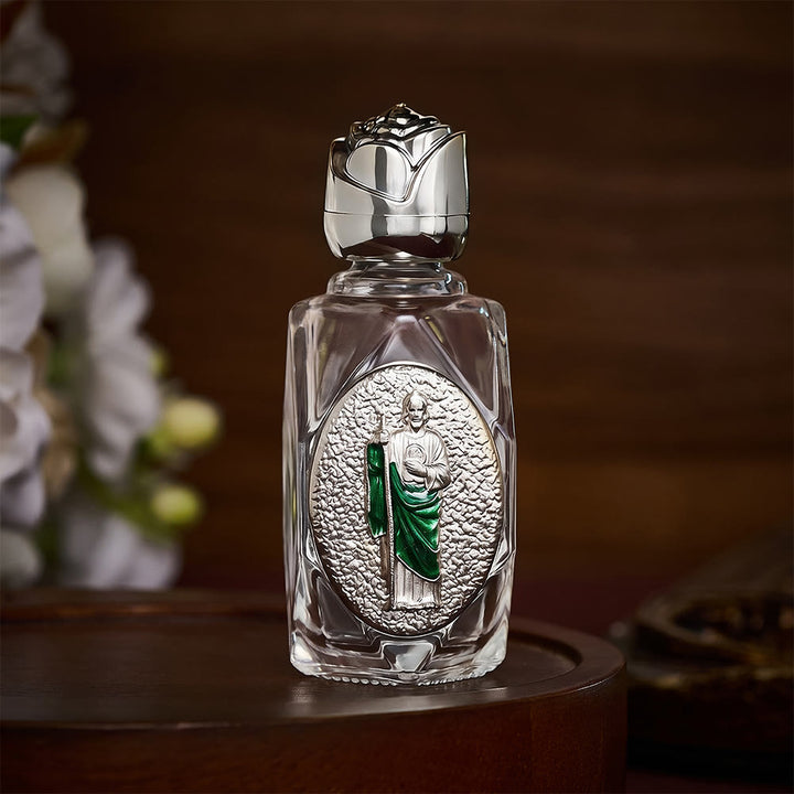 Solacebeads St. Jude Thaddeus Glass Holy Bottle: Designed For Devotions During Hardship - Silver &amp; Polygon - image 8