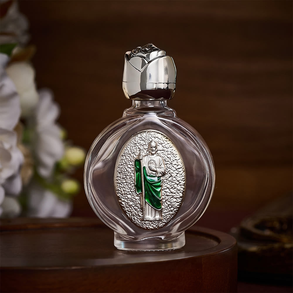 Solacebeads St. Jude Thaddeus Glass Holy Bottle: Designed For Devotions During Hardship - Silver &amp; Round - image 12