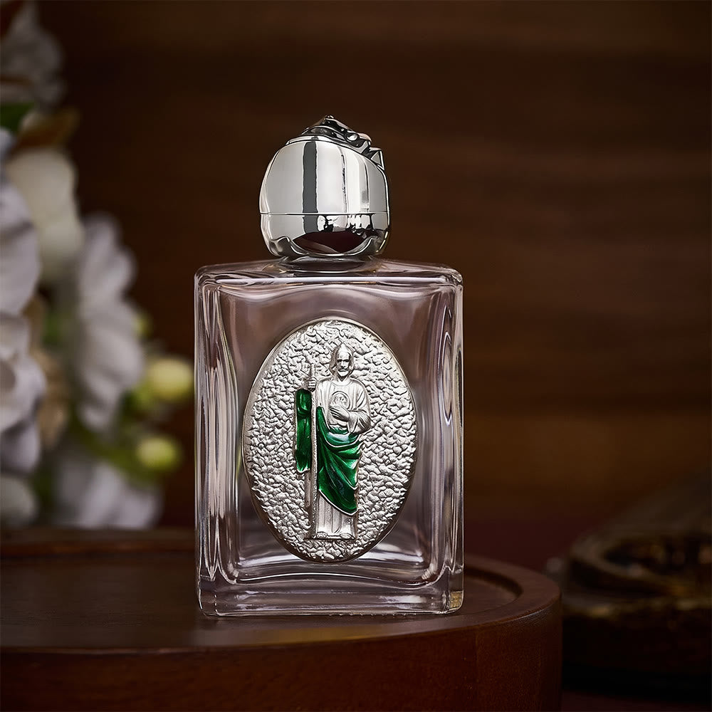 Solacebeads St. Jude Thaddeus Glass Holy Bottle: Designed For Devotions During Hardship - Silver &amp; Square - image 10
