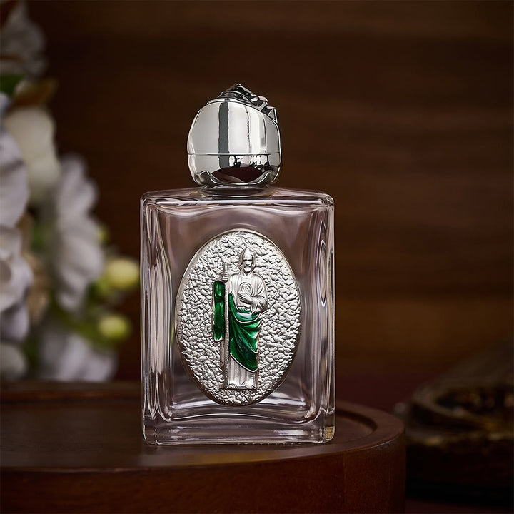 Solacebeads St. Jude Thaddeus Glass Holy Bottle: Designed For Devotions During Hardship - Silver &amp; Square - image 10